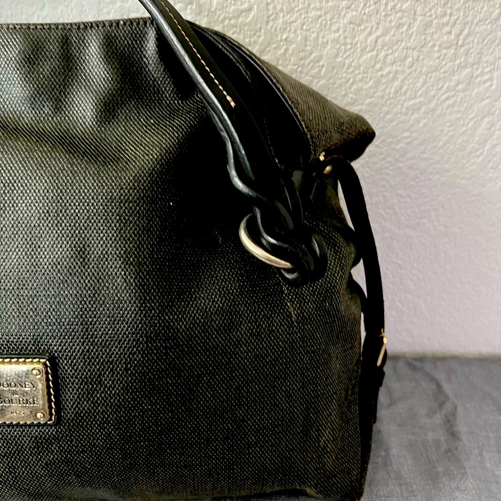 Dooney & Bourke Twisted Leather Strap Coated Cotton,  Black Leather Trimming